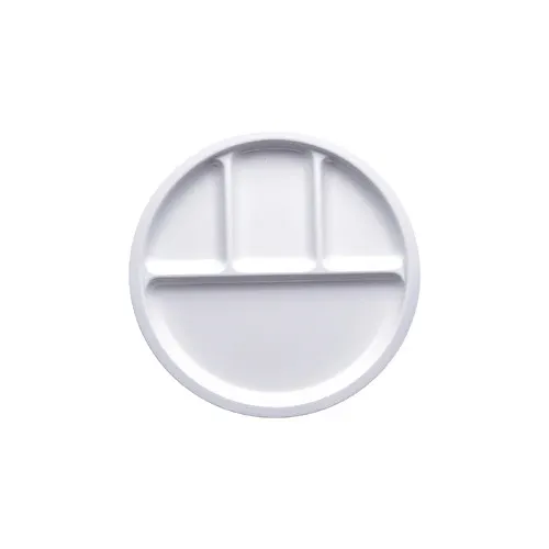 GET DC1050-W 10-1/2" Round 4-Compartment Melamine Serving Platter, White, BPA‑Free, Dishwasher Safe
