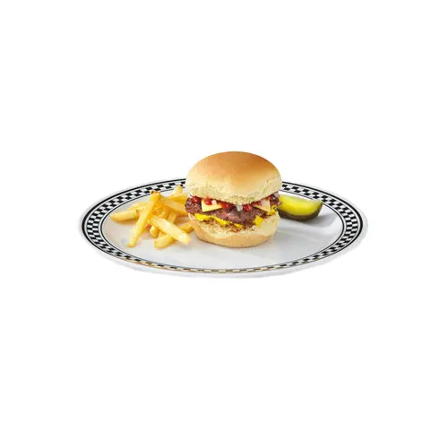 GET DP-909-X Dinner Plate, 9" Round, Narrow Rim, White/Black Chexers Pattern, Melamine - Dozen