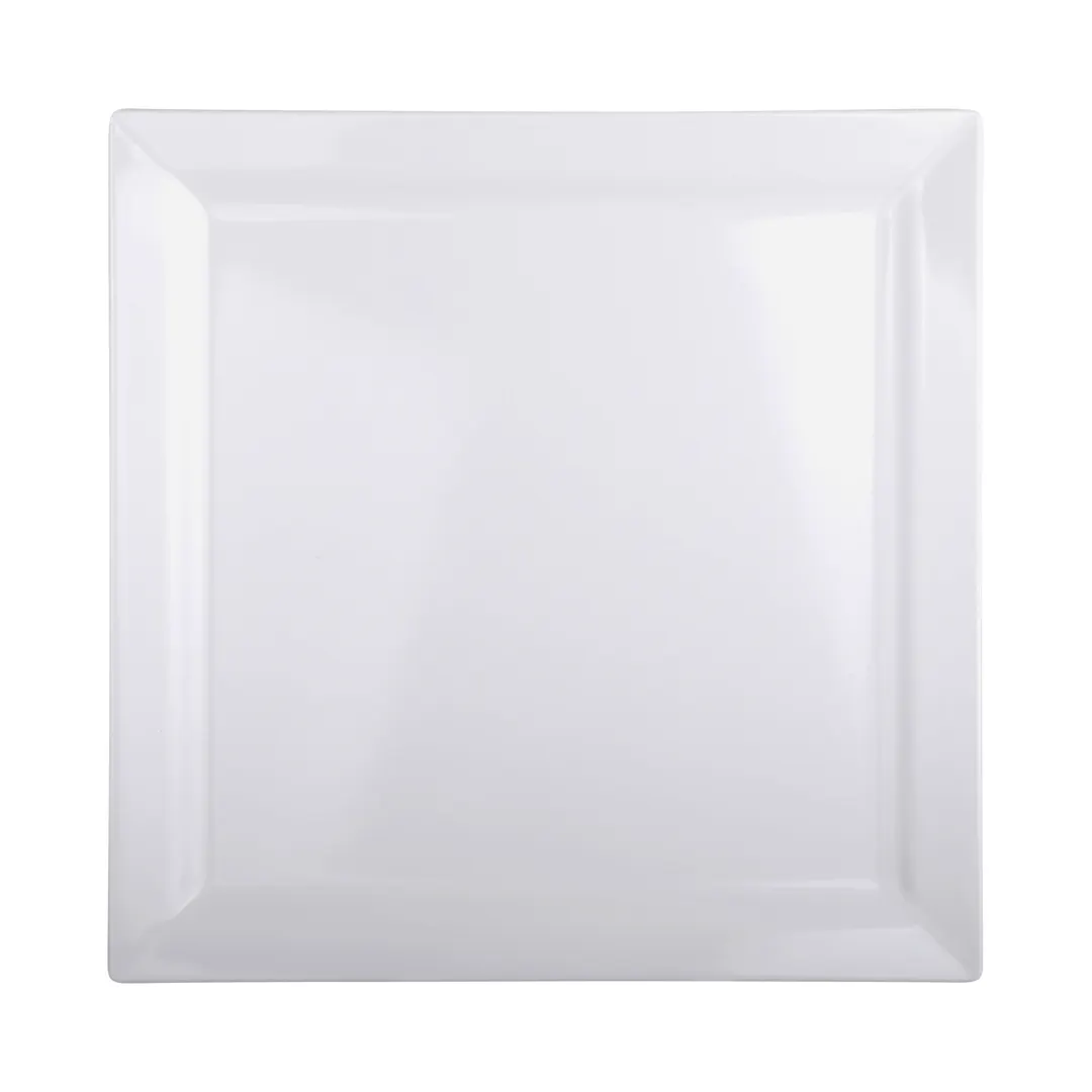 GET DS1111-W Elite Global Solutions Plate, 11" x 11" x 1"H, Square, Medium Rim, Melamine, White