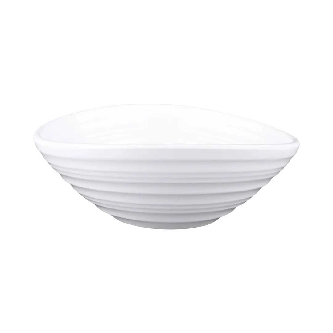 GET DS725-W Bowl, 23 Oz., 7-1/4"L x 6-3/4"W x 2-1/2"H, Melamine, White, Swirl Design