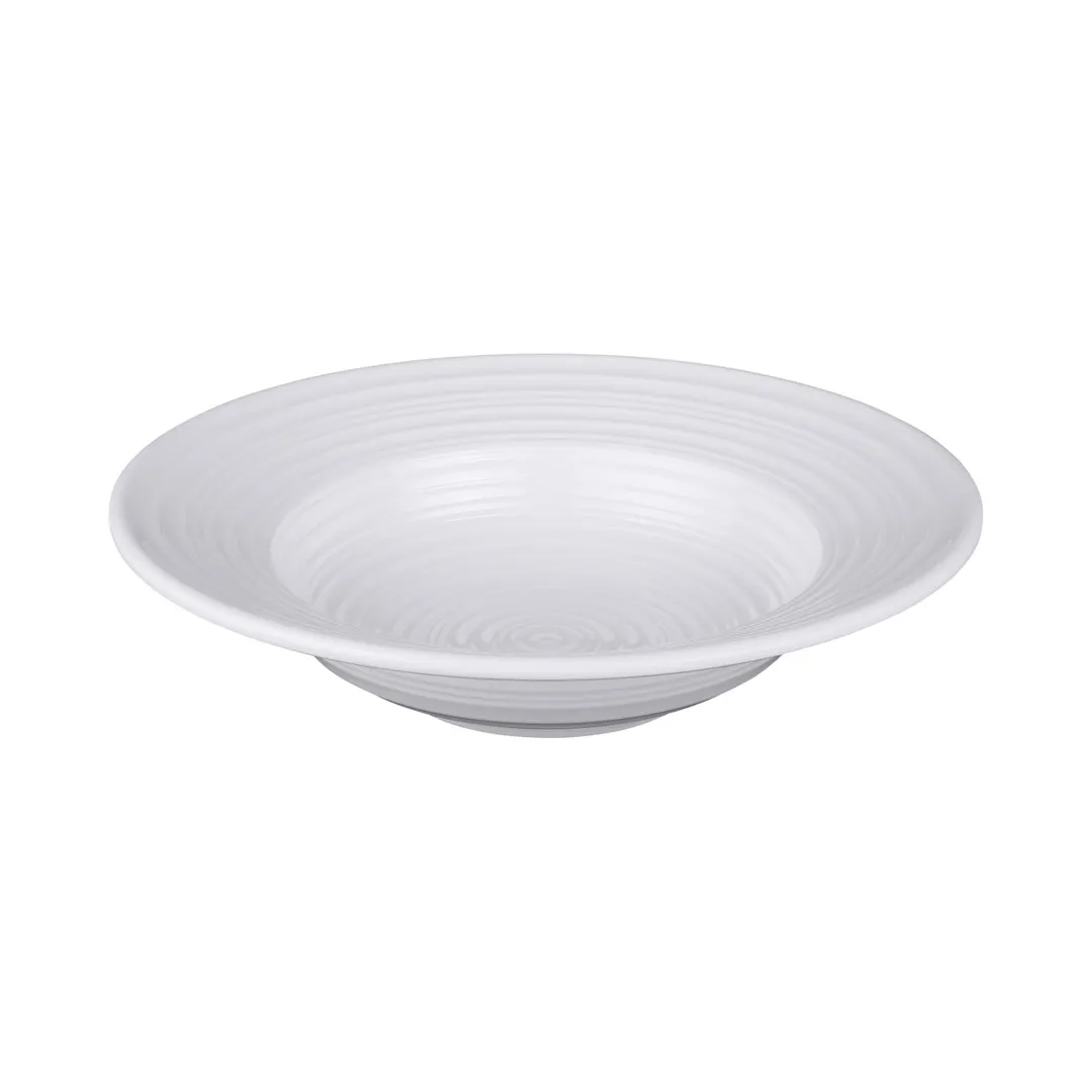 GET DS85PB-W Pasta/Soup Bowl, 12 oz, 8-1/2" dia, 2" H, White Melamine Swirl, BPA Free, Dishwasher Safe