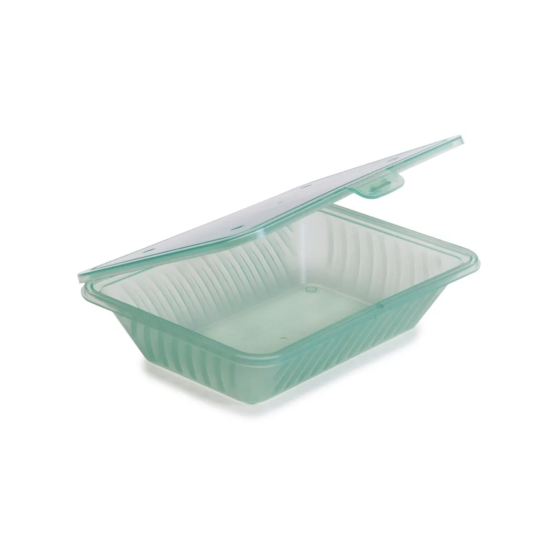 GET EC-18-JA Food Container, 9"L x 6-1/2"W x 2"H, Jade PP, Flat Top, Leak‑Resistant - 1 Dozen