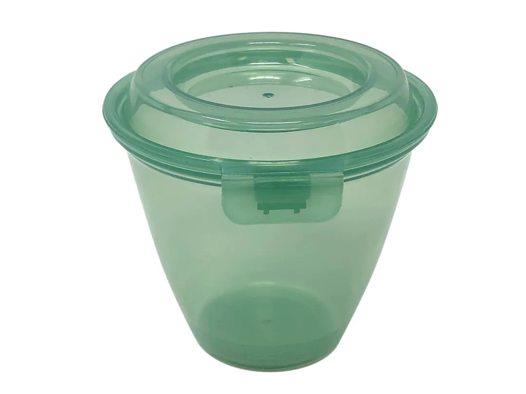 GET EC-20-JA Dish Cup, 6-3/4 Oz., 3-3/4" dia. x 2-3/4" H, Jade PP, Hinged Lid - 1 Dozen
