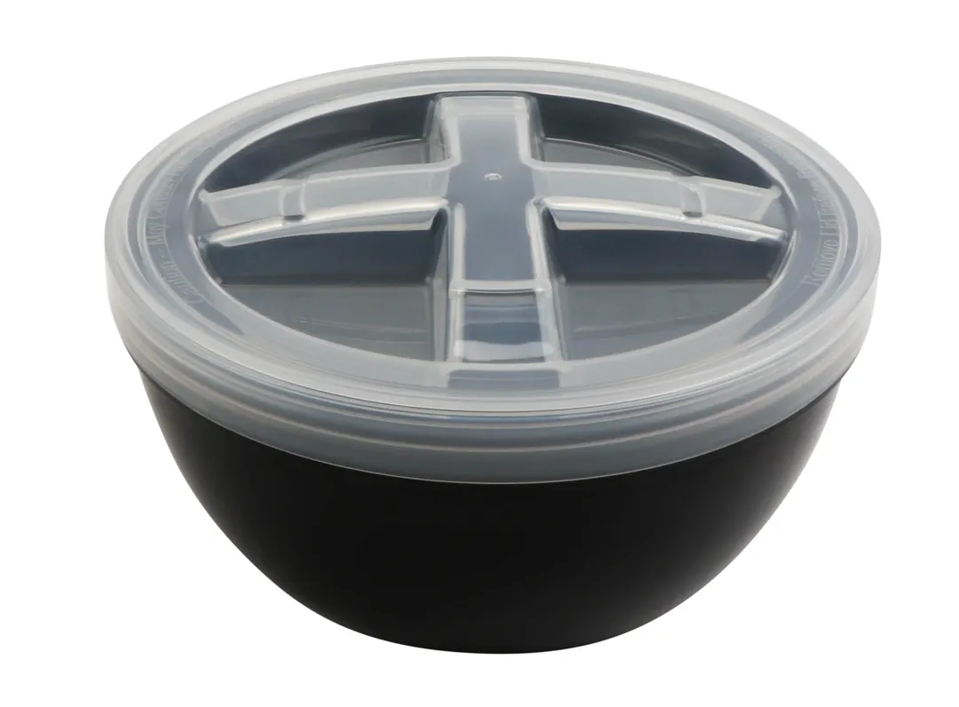GET EC-26-2X-BK/CL Soup Container, 32 Oz, 6.5" x 3.25" Black Polypropylene Snap Closure - 1 Dozen