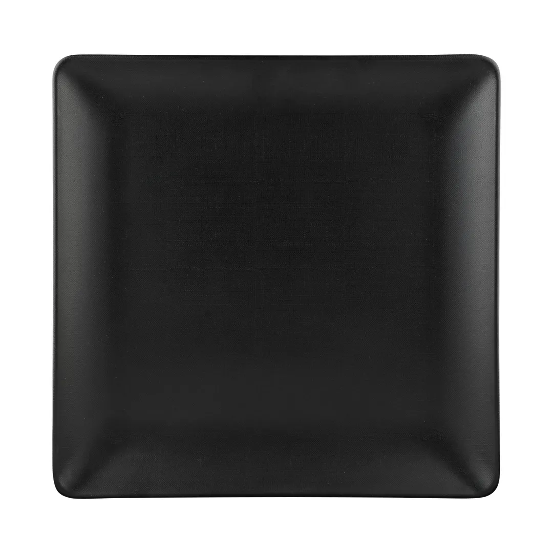 GET ECO1010SQ-B Plate, 10" x 1"H Square, Black, Rolled Edge, Melamine/Bamboo, Dishwasher Safe