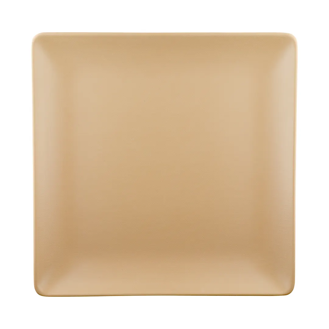 GET ECO1010SQ-PB Plate, 10" Square, Brown, 50% Melamine/Bamboo, Scratch Resistant, Dishwasher Safe
