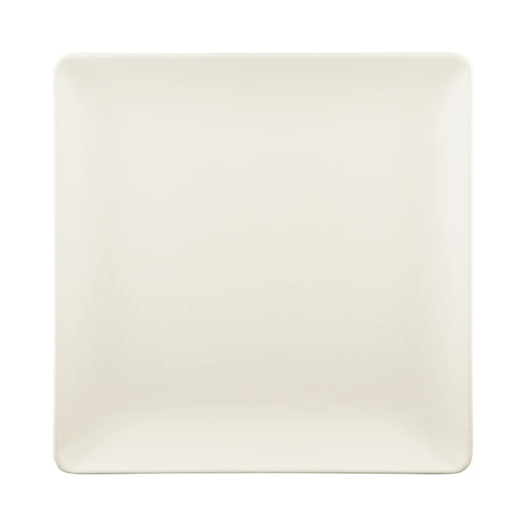 GET ECO1010SQ-PP Plate, 10" x 1"H Square White, Rolled Edge, Melamine/Bamboo, Break‑Resistant