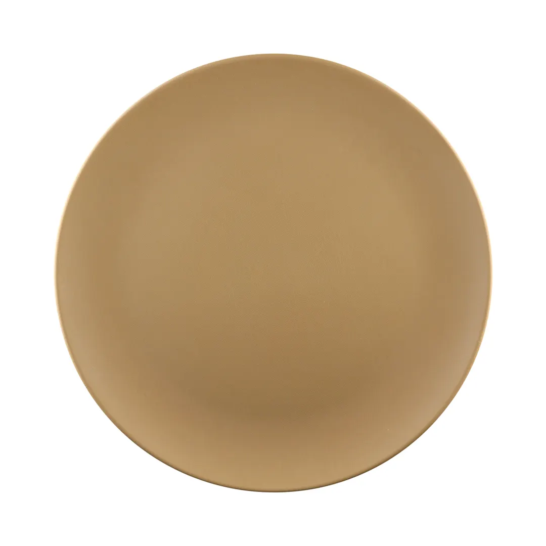 GET ECO1111R-PB Plate, 11" Round, Rolled Edge, Brown Melamine Bamboo, Biodegradable - 1/Paper Bag