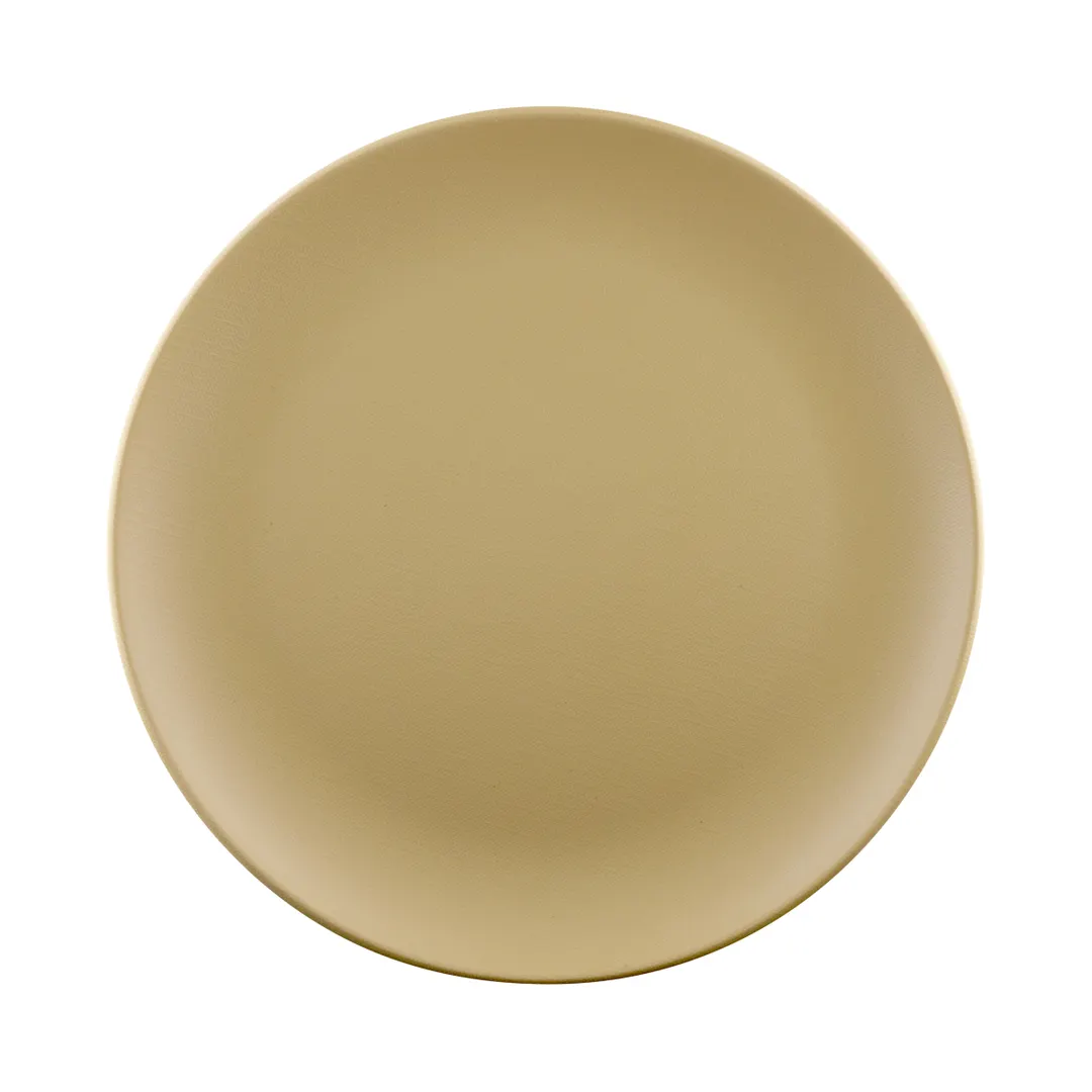 GET ECO1111R-RT Plate, 11" Dia. x 1"H Round Rolled Edge Tan Melamine/Bamboo, Chip/Break Resistant
