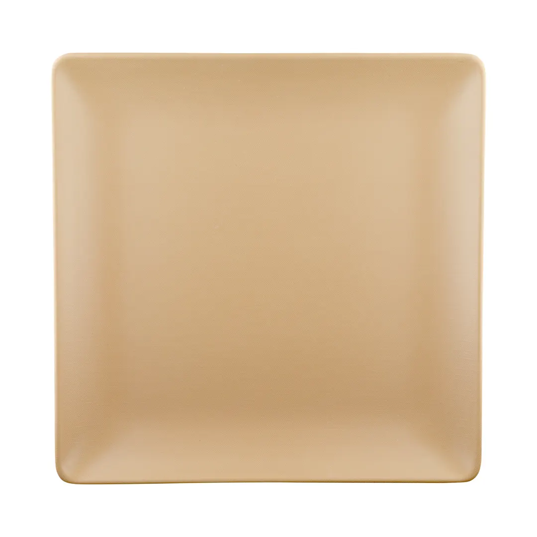 GET ECO1111SQ-PB 11" Square BPA-Free Reusable Melamine/Bamboo Plate, Brown, Break/Chip Resistant
