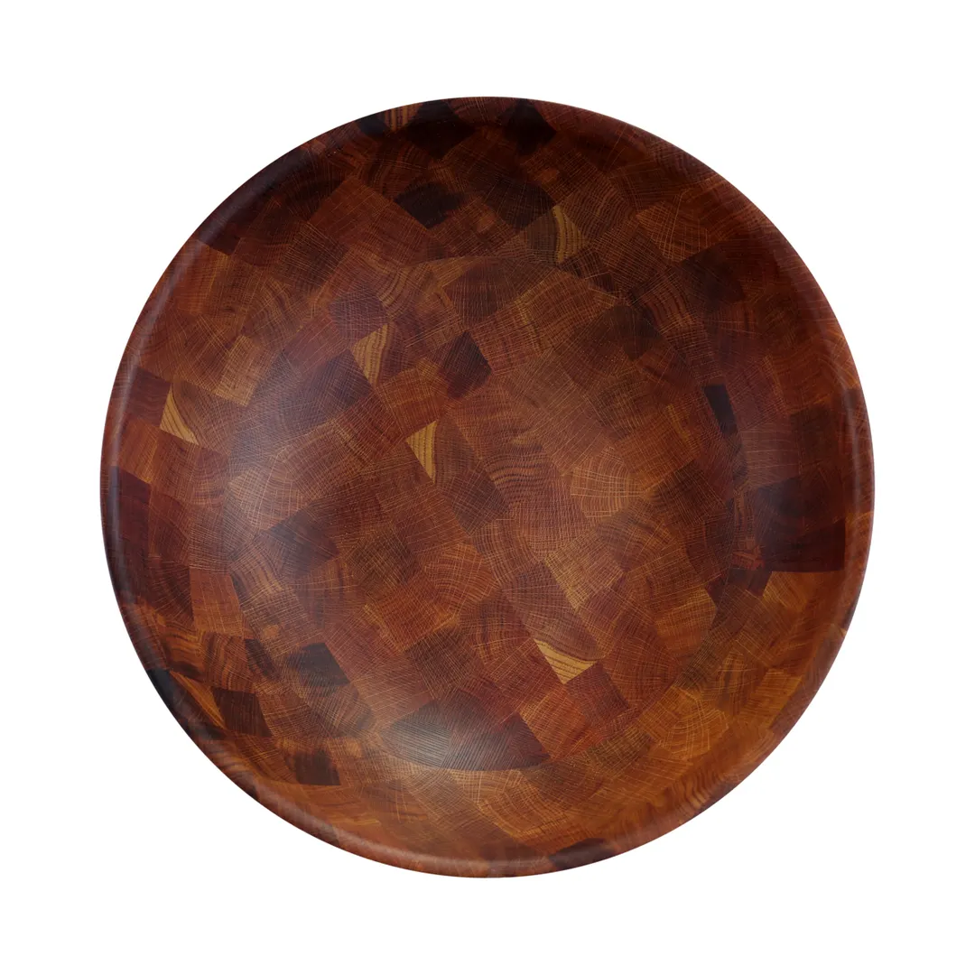 GET ECO11R-CK - 96 Oz 3 Quart Round Melamine Bowl, 11" Dia x 2-7/8" H, Natural Checkered Wood