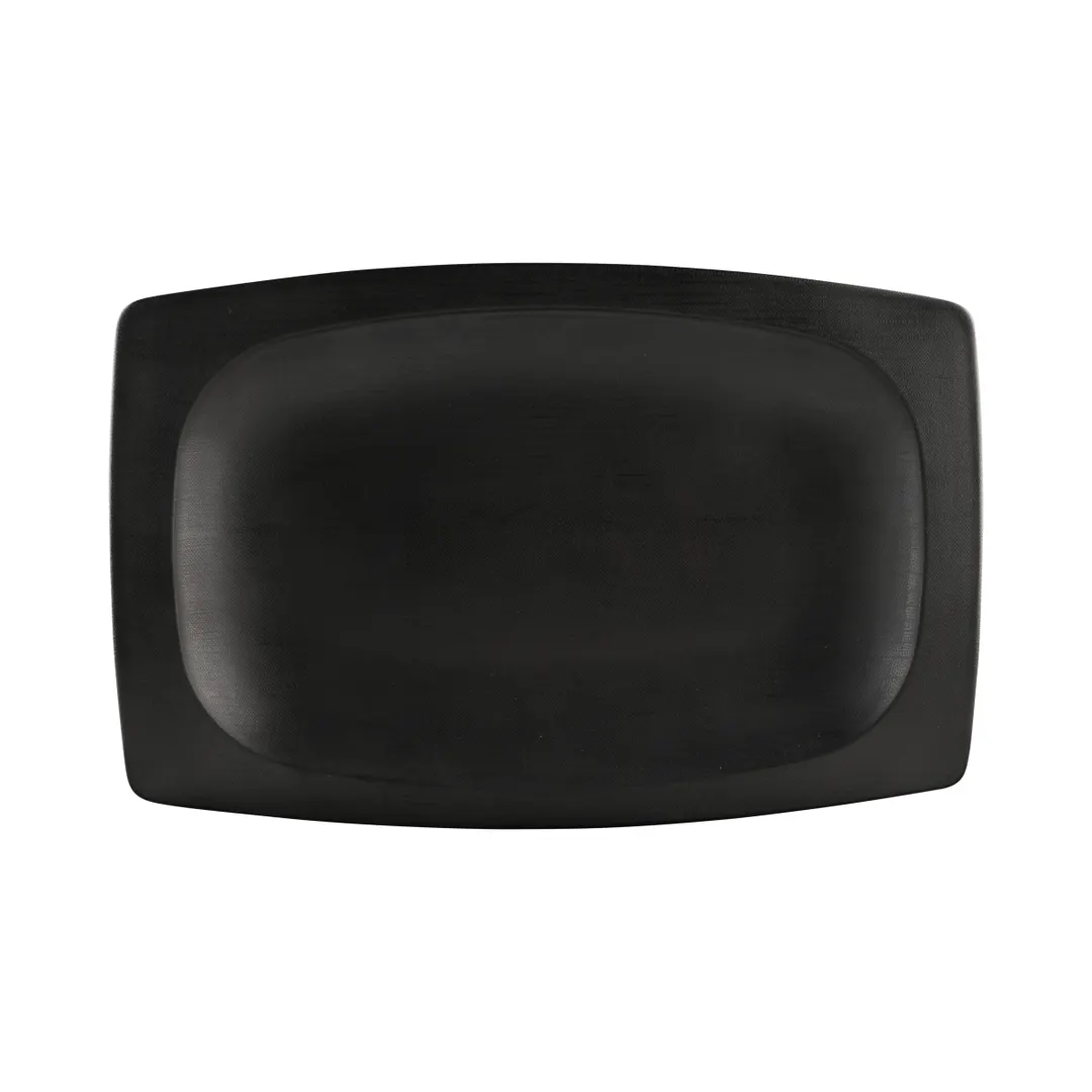 GET ECO1258-B Platter, 12-1/2" x 8-1/4" x 7/8"H Rectangular Black, BPA-Free, 50% Melamine/50% Bamboo