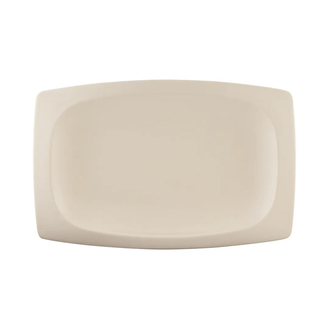 GET ECO1258-PP Platter, 12.5" x 8.25" x 0.9" Rectangular White Melamine/Bamboo, Break-Resistant