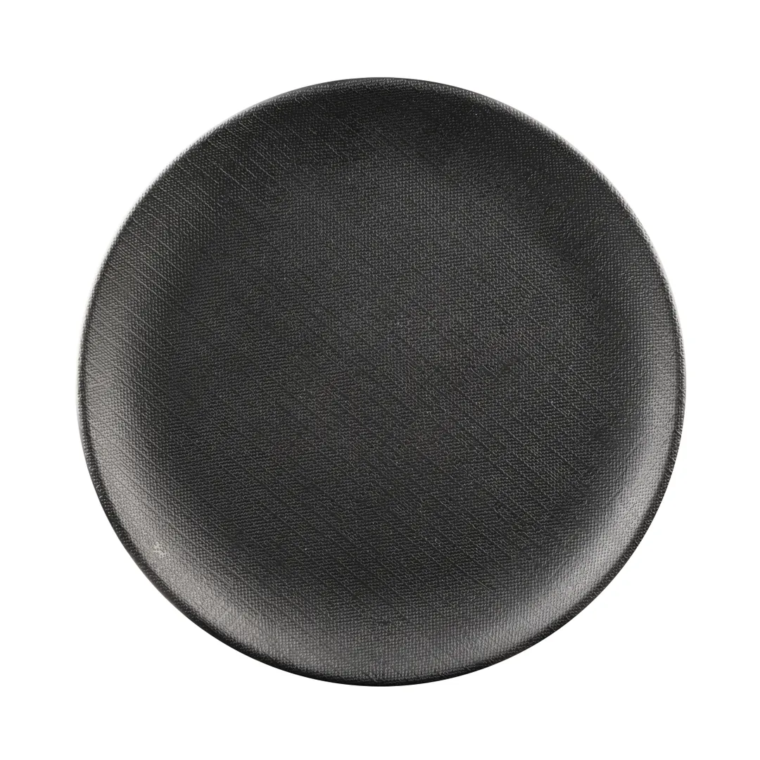 GET ECO66R-B Black 6" Round Reusable Plate, 5/8" High, Melamine/Bamboo, BPA Free, Dishwasher Safe