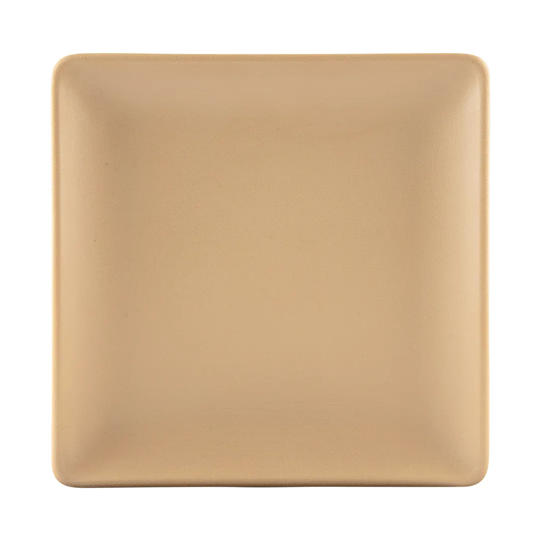 GET ECO66SQ-PB Square Plate, 6" x 5/8"H, Brown, Rolled Edge, 50% Melamine/50% Bamboo, BPA Free