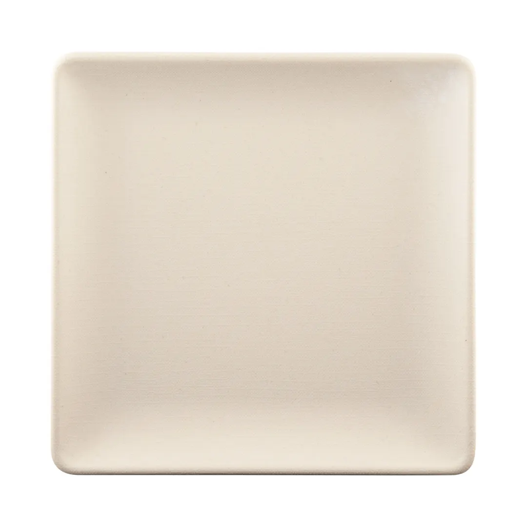 GET ECO66SQ-PP Square Plate, 6" x 5/8" H, White, Rolled Edge, BPA‑Free, 50% Melamine/50% Bamboo