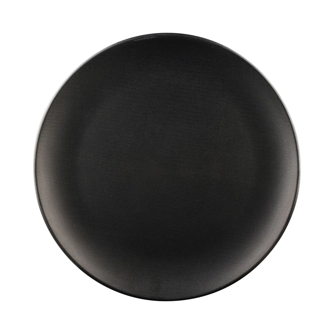 GET ECO99R-B Plate, 9" Dia. x 3/4"H, Round Rolled Edge, Black Melamine/Bamboo, Dishwasher Safe