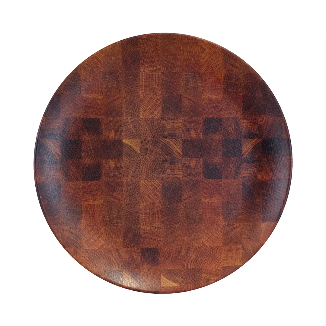 GET ECO99R-CK 9" Round Melamine Plate, Checkered Wood Pattern, Break/Chip/ Stain Resistant, BPA Free