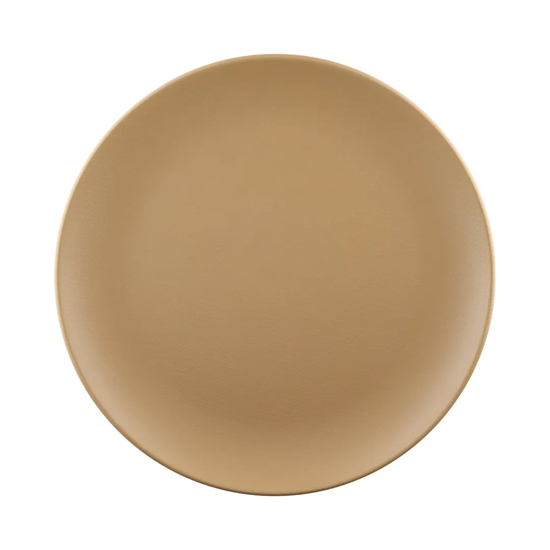 GET ECO99R-PB 9" Round Brown Plate, 3/4" H, 50% Melamine/50% Bamboo, Dishwasher Safe - 1/Bag