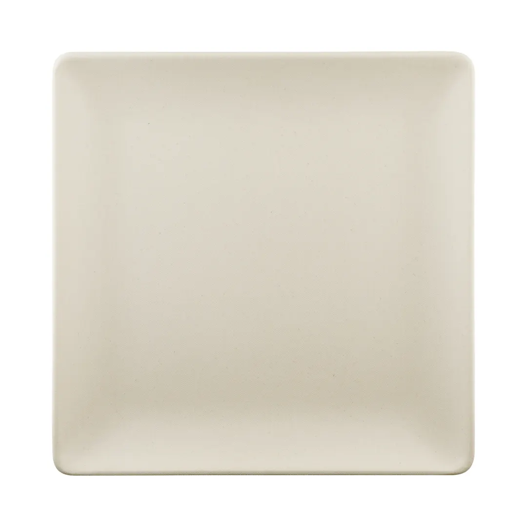 GET ECO99SQ-PP Elite Plate, 9" x 3/4"H Square Rolled Edge, White, BPA‑Free 50% Melamine/50% Bamboo