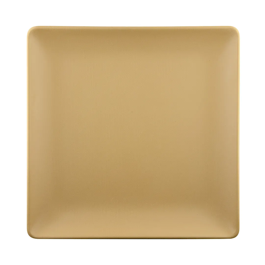 GET ECO99SQ-RT Reusable Tan 9" Square Melamine/Bamboo Plate, Rolled Edge, BPA‑Free, Dishwasher Safe