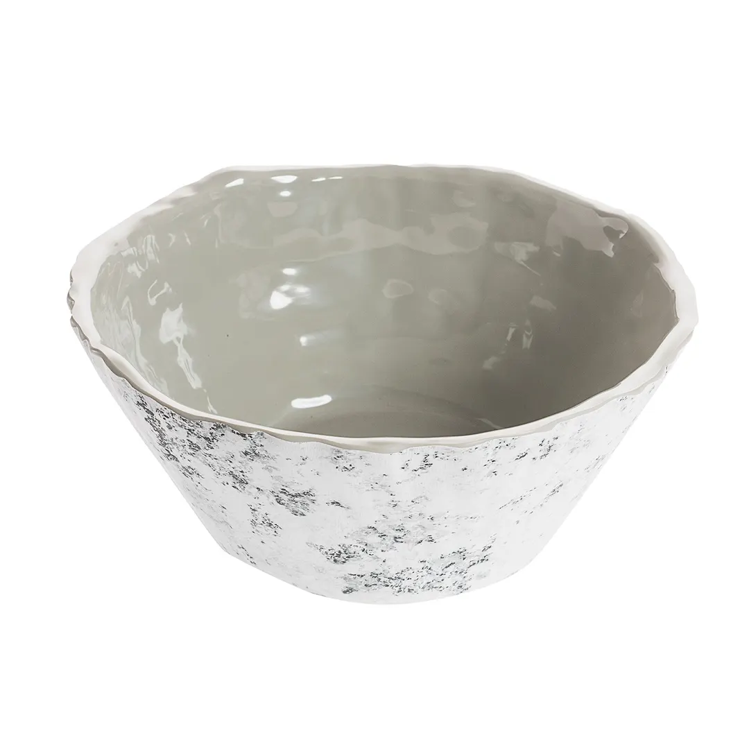 GET END206 Reusable Melamine Bowl, 40 Oz., 7-1/4" Dia. x 3-3/4" H, Gray, BPA-Free, Pebble