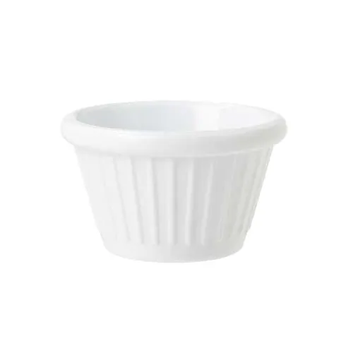 GET F-625-W Ramekin, 2 Oz., Fluted Melamine, White, For Dessert & Sauce, 1 Dozen