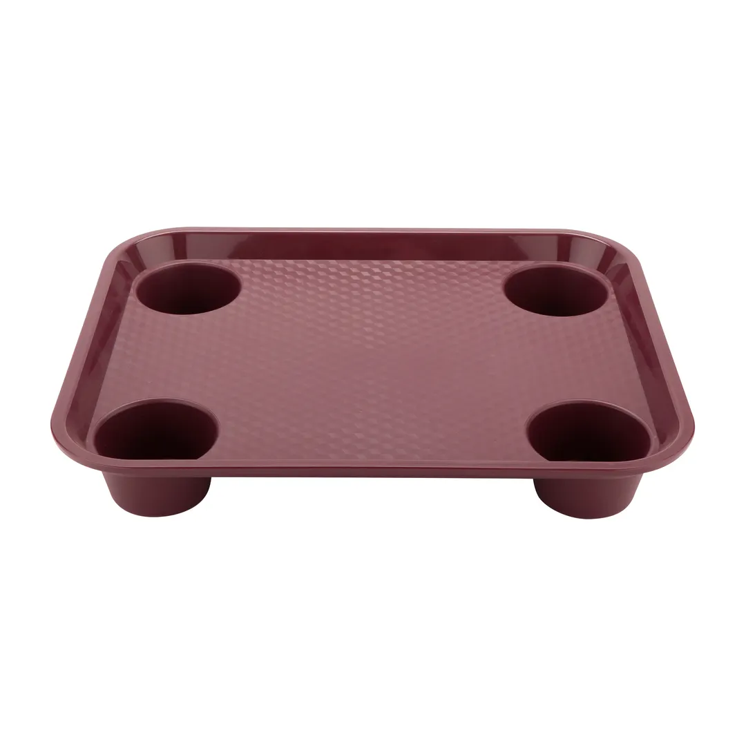 GET FT-20-BU Fast Food Tray 14" X 17" Burgundy Polypropylene 4 Slots - 1 Dozen