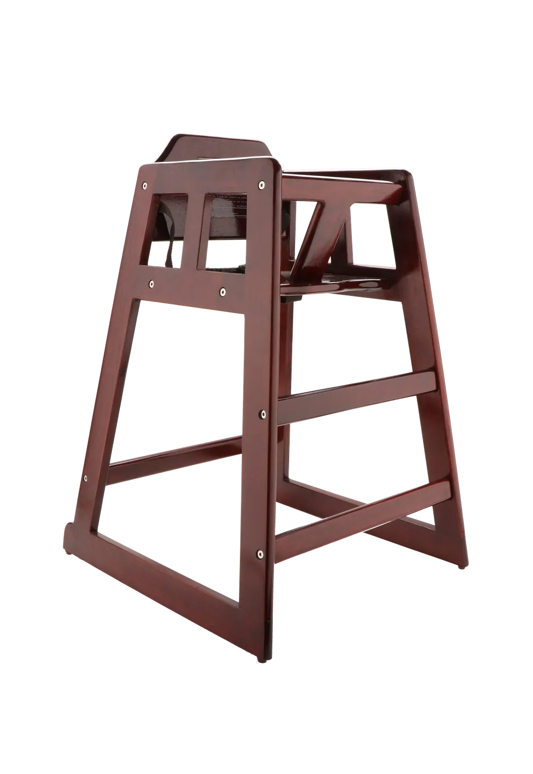GET HC-100-MOD-M2-P High Chair, 19-5/8"W x 19-3/4"D x 29"H, Mahogany Finish, Hardwood, 3-Point Strap Harness