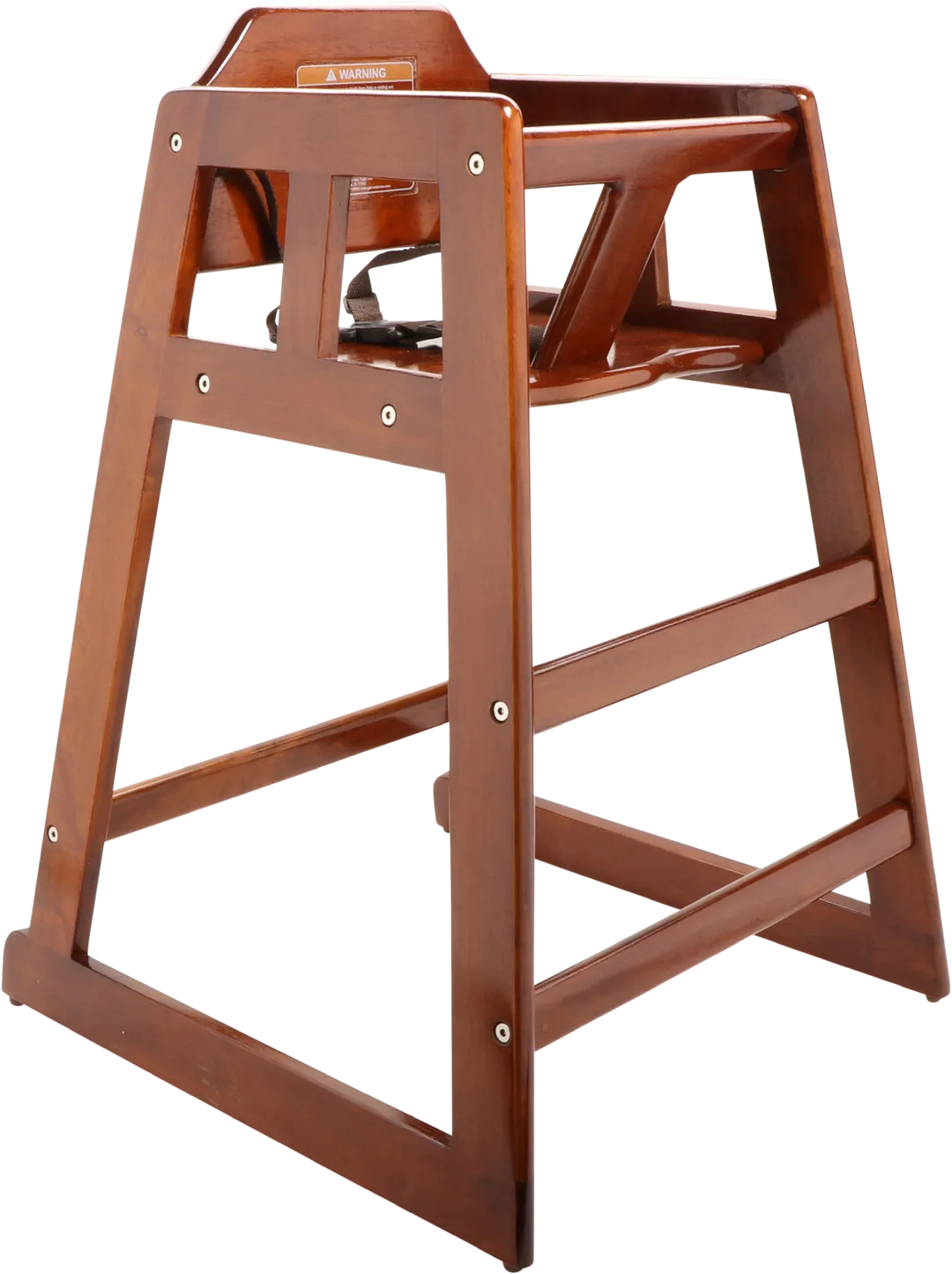 GET HC-100-MOD-W2-KD-P High Chair, 19-5/8"W x 19-3/4"D x 29"H, Walnut Finish, Commercial Hardwood, 3-Point Strap Harness