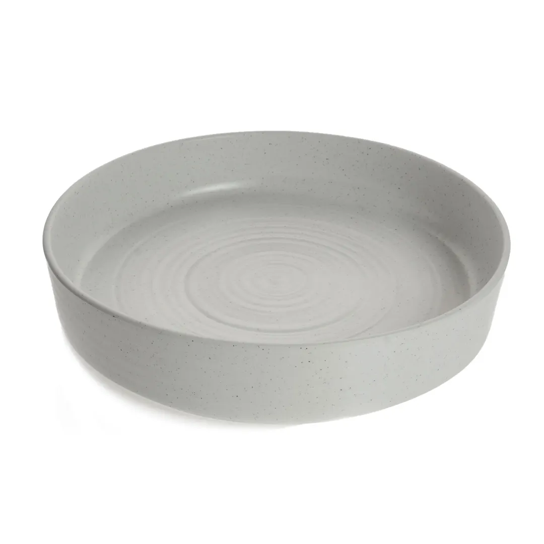 GET INF118 Round Platter – 17-1/2" Dia x 3-3/4" H, White Melamine, BPA‑Free Dishwasher Safe