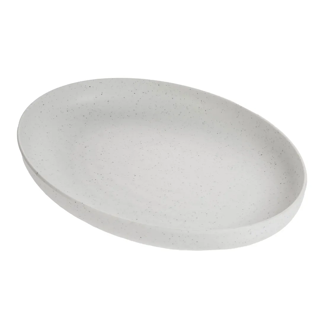GET INF120 Pasta Bowl, 128 oz, 16-1/2"L x 12"W x 2-3/8"H Oval, Melamine, White, Stone Natural