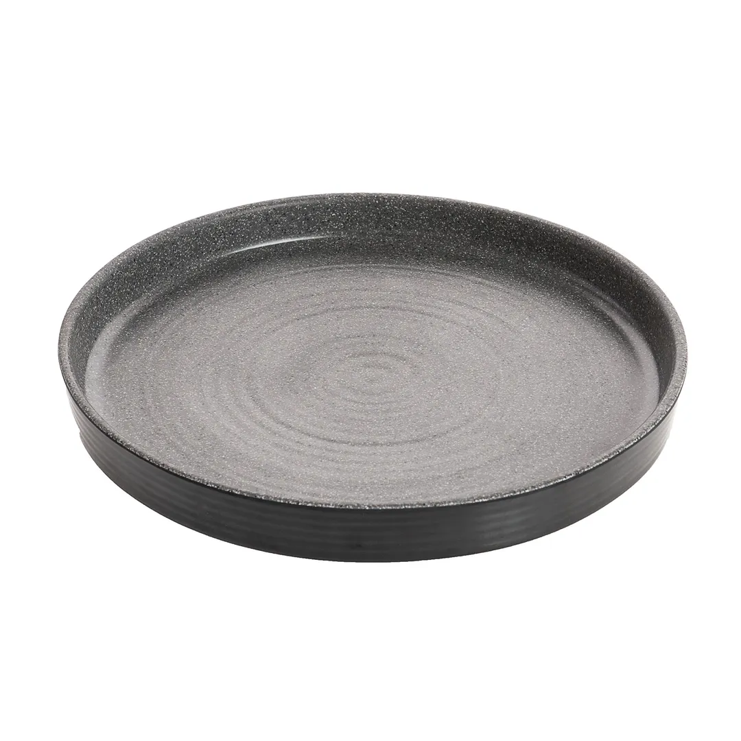 GET INF216 Cheforward Infuse Plate, 12" Dia. X 1-3/5"H, Large, Round, Edge Rim, Melamine, Stone Grey