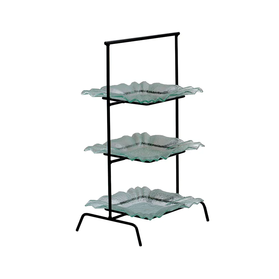 GET IR-404B Renewal™ Display Stand, 15-3/4" W x 12" D x 27" H, Black Powder‑Coated Iron 3‑Tier