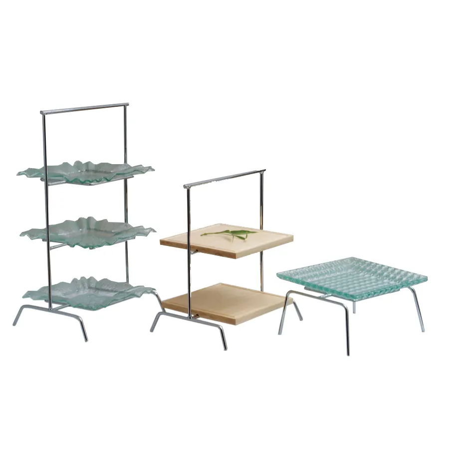 GET IR-409C Display, 15.75"W×12"D×27"H, 3‑Tier Rectangular Chrome‑Plated Metal, Silver