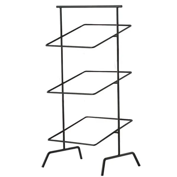 GET IR-704B POP Stand, 12" W x 12" D x 31" H, 3-Tier Square, Powder Coated Iron, Black