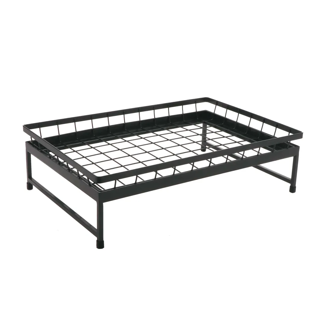 GET IR-736-MG-1812MG 2‑Piece Stand Set, 17.75"L x 11.88"W x 6"H, Grey Iron Stand & Wire Basket