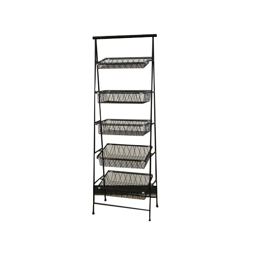 GET IR-951-BK Urban Renewal POP Pane Stand, 23.5" x 14" x 64" Black Metal, 5-Tier Height 30"+