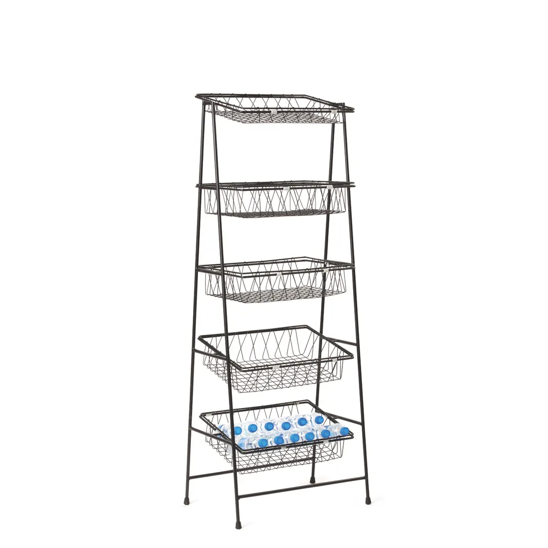 GET IR-951-NOBAR-MG POP Pane Stand, 5‑Tier Metal Gray, 14" x 21‑1/2" x 56‑7/8" Shelves, Height 30"+