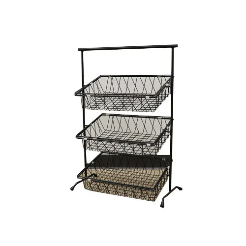 GET IR-952T-BK Urban Renewal POP Pane Stand, 22-3/4" x 11" x 31-1/4" 3‑Tier Metal Black, Height 30"+