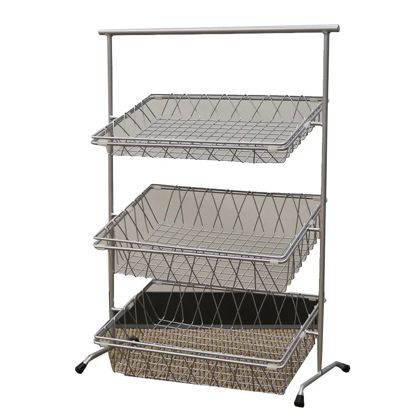 GET IR-952T-SV POP Pane Stand, 22-3/4" x 11" x 31-1/4" Rectangular 3‑Tier Metal Riser, Height 30"+