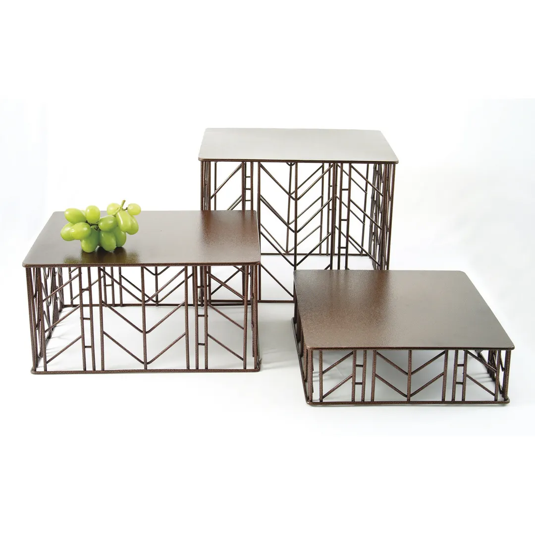 GET IRFLW-3000 Prairie Riser Set, 3 Brown Iron Powder‑Coated Risers 10" x 12" x 3", 6", 9" - Set