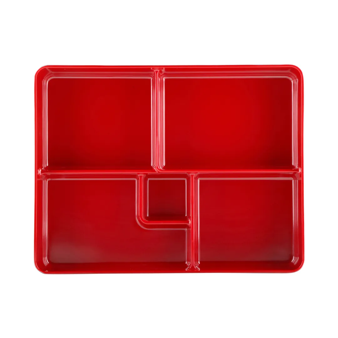 GET JW11852T-BR Bento Box, 10-3/4" x 8-3/8" x 2", Red Interior, Black Exterior, Melamine, Durable