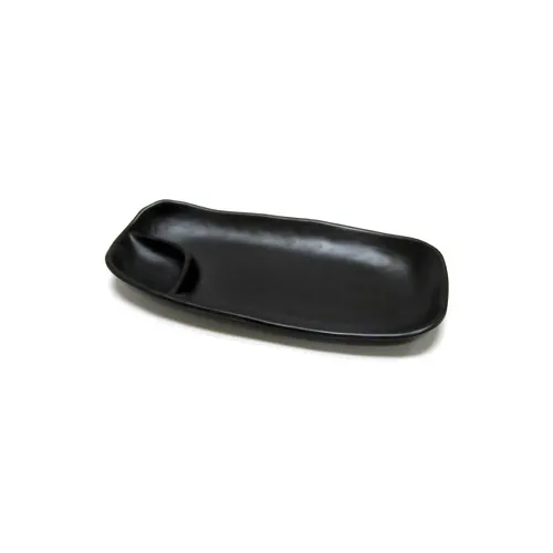 GET JW4031-B 2-Compartment Tray, 7-1/2"L x 4-1/2"W x 3/4"H, Black Melamine, Durable, Dishwasher Safe