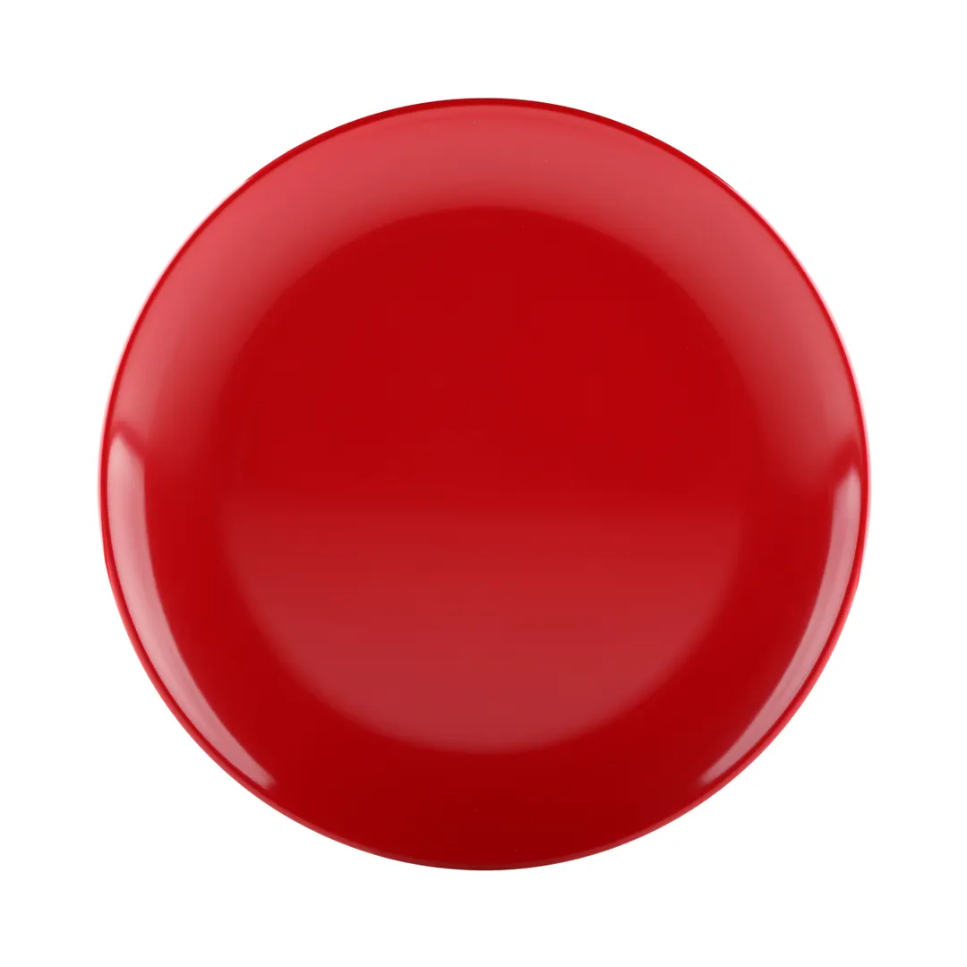 GET JW99R2T-BR Plate, 9" Dia. x 3/4"H, Round, Two‑Tone Black/Red, Melamine, Break/Chip Resistant