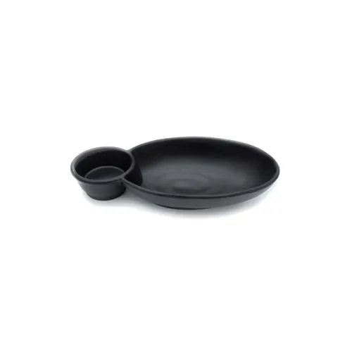 GET JWC1408-B Elite Solutions Chip & Dip Bowl, 10" x 5-1/2" x 2-1/8"H, 2-Compartment, Melamine, Black