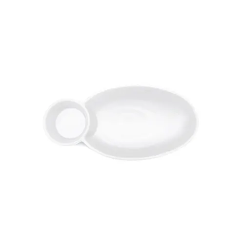 GET JWC1408-W Chip & Dip Bowl, 10" x 5-1/2" x 2-1/8", 2-Compartment Melamine White