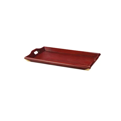 GET LUX-2518-M Luxury Room Service Tray, Rectangular 25" x 16", Mahogany with Brass Reinforcement