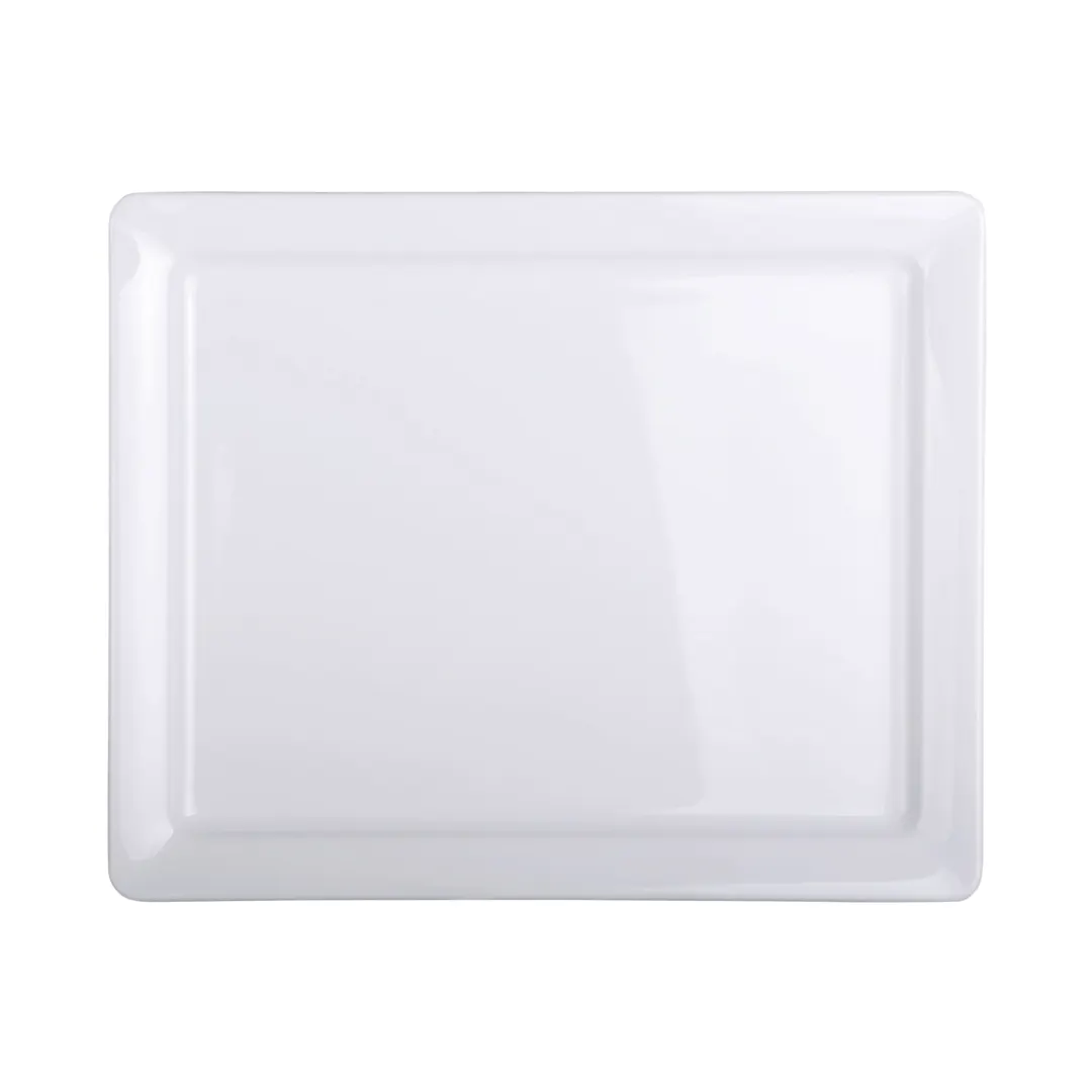 GET M1013RC-W Platter, 13"L x 10-1/2"W x 1-1/8"H, White Melamine,Break/Chip, Stain/Scratch Resistant