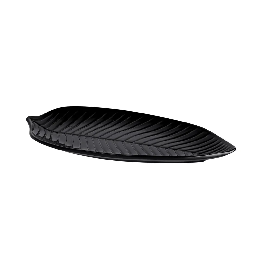 GET M105PL-B Elite Global Solutions Platter, 10-1/4"L x 5"W x 1"H, Leaf Shape, Melamine, Black